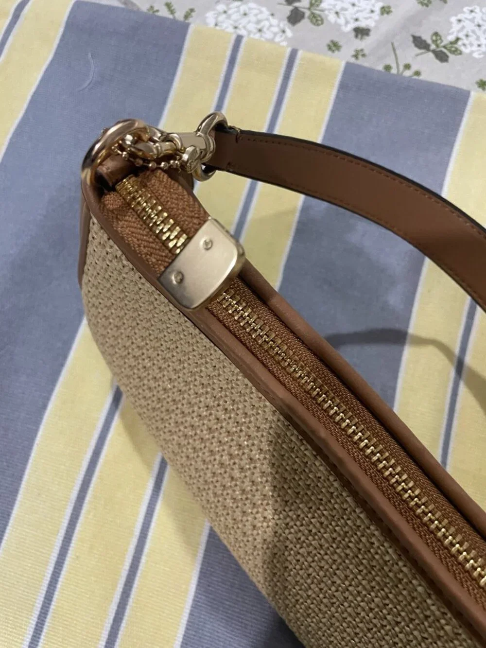 COACH Teri Woven Shoulder Bag (Tan)